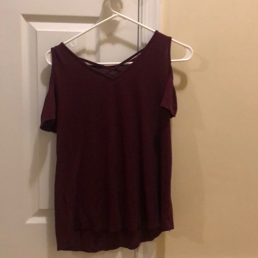 Red off the shoulder shirt